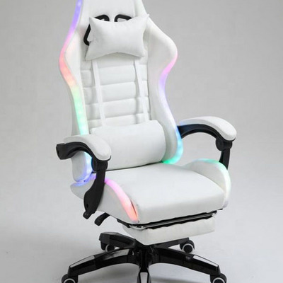 Pink led rgb computer PC game chair gaming pu leather silla gamer massage racing gaming chair with lights and speakers