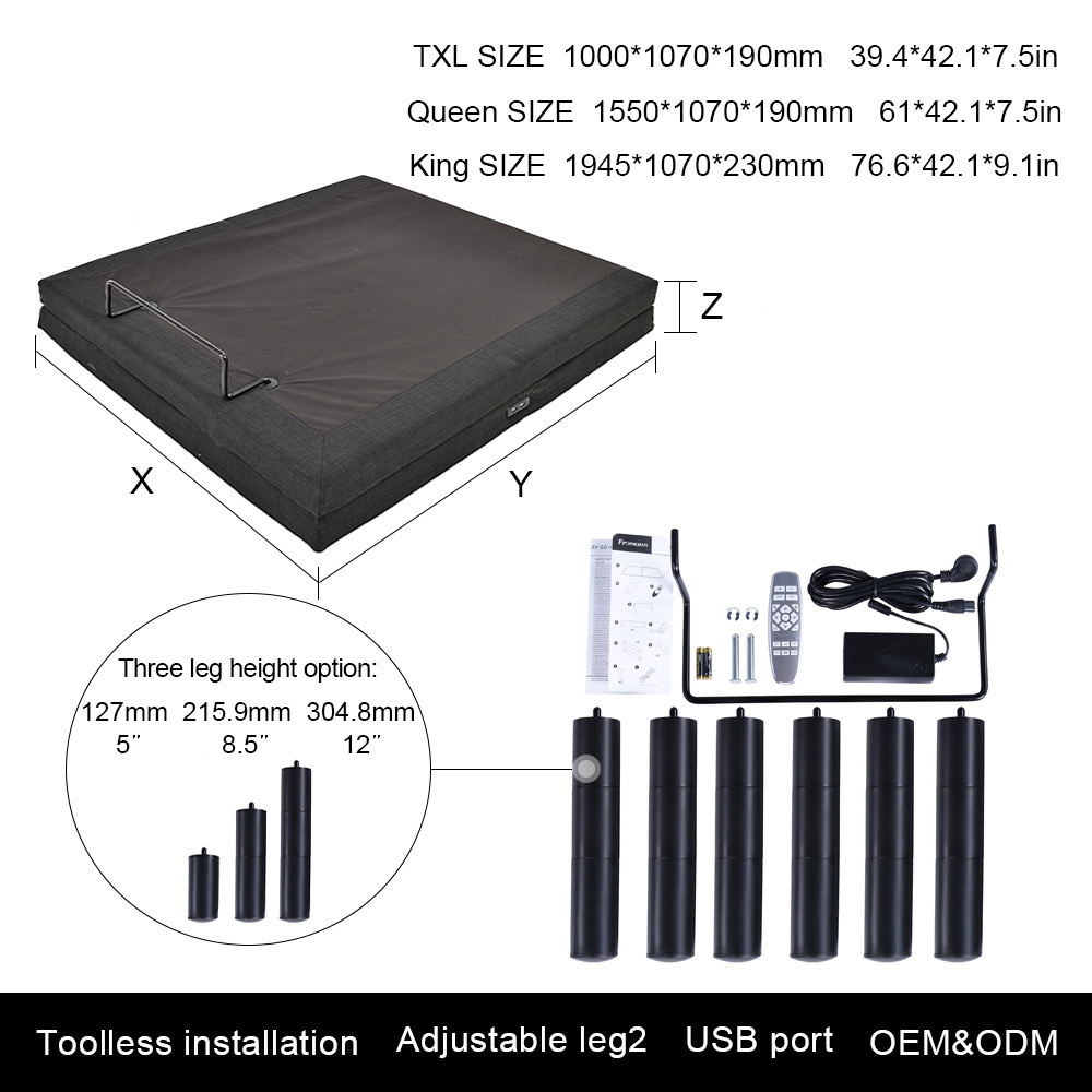 USA warehouse Electric Adjustable bed frame with massage split adjustable bed frame king size adjustable bed bases