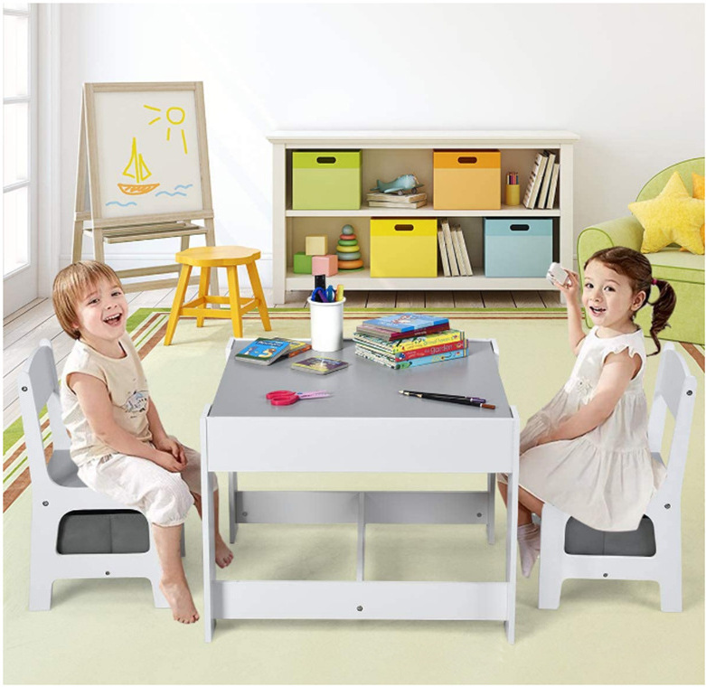 TO Series Furniture Kids Table and Chair Set with Storage Space Wooden Storage Activity Play Table for Toddlers