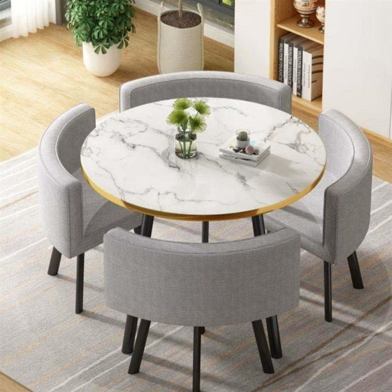 Minimalist Reception Restaurant Cafe Table And Chairs Square 4-Seater Space Saving Home Furniture Dining Table Set