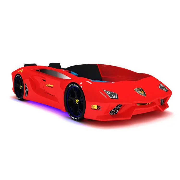 Car bed kids children big king size Bed Kids race car bed with LED Light and Music bedroom furniture set for boys