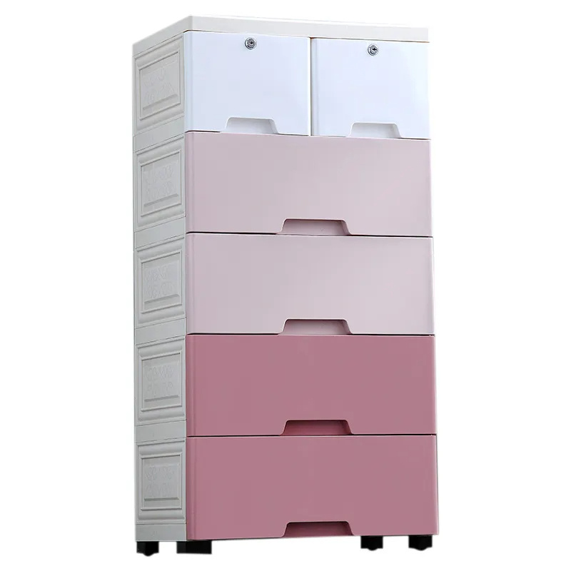 3-layers kitchen kids baby plastic storage clothes hanging design cabinet with drawers for bedroom living room for clothes