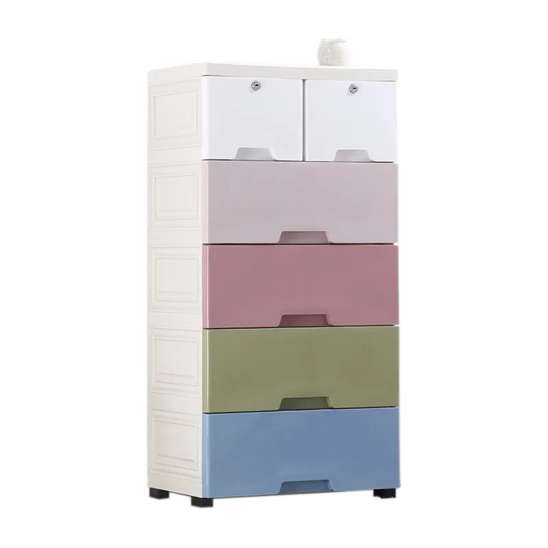 3-layers kitchen kids baby plastic storage clothes hanging design cabinet with drawers for bedroom living room for clothes