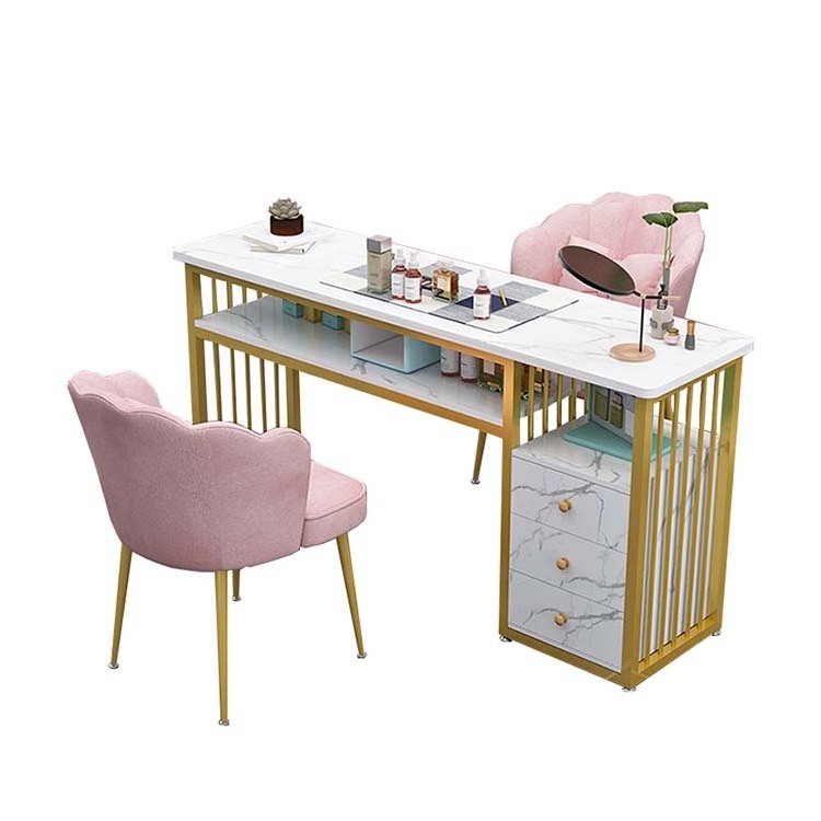 Nice Nails Bar Station Salon Furniture Wood Nail Tables Nail Desk Manicure Table with Chair Modern Customized