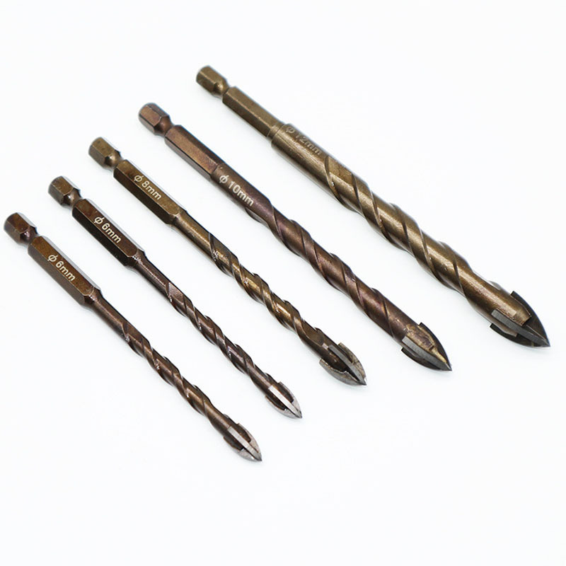 Royal Sino Customized Multifunction Broca Para Vidrio Hex Shank Cross Carbide Tip Glass Drill Bits For Glass Tile Drilling