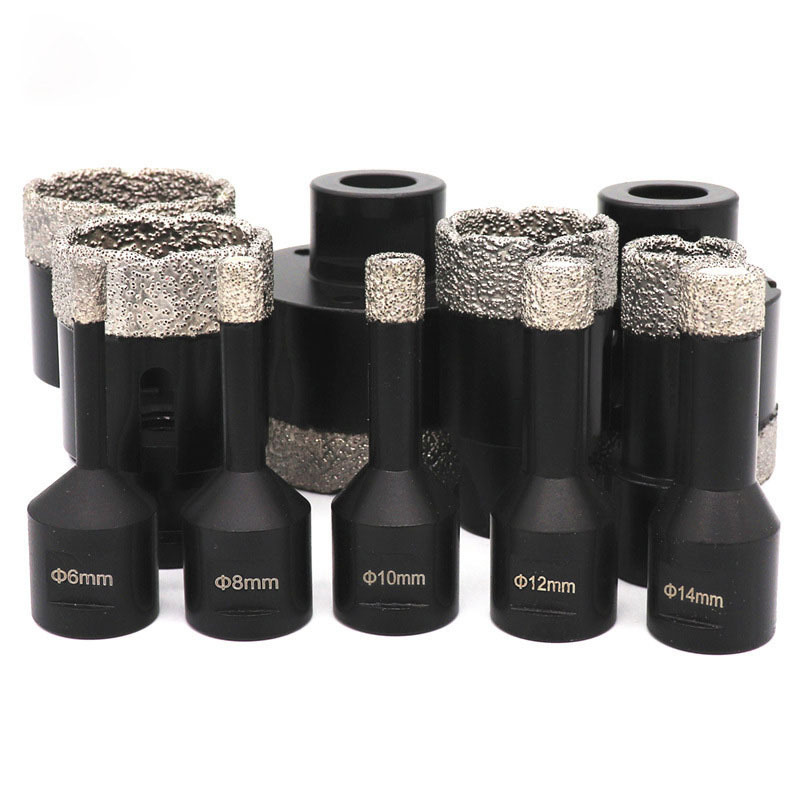 Royal Sino Glass Tile Concrete Hole Saw Cutter Dry Vacuum Brazed Diamond Drill Bit Set For Stone Drilling