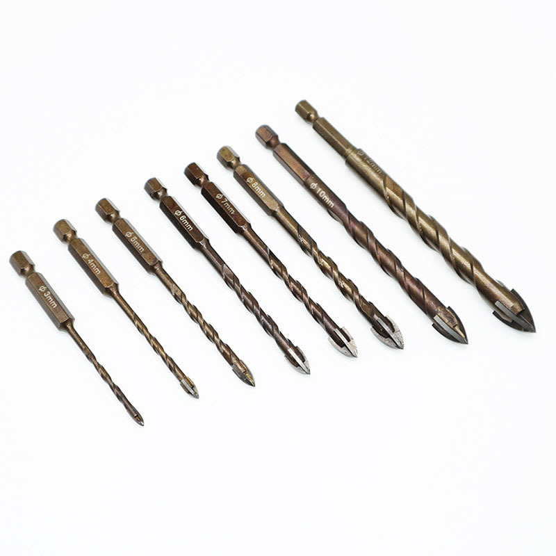 Royal Sino Customized Multifunction Broca Para Vidrio Hex Shank Cross Carbide Tip Glass Drill Bits For Glass Tile Drilling