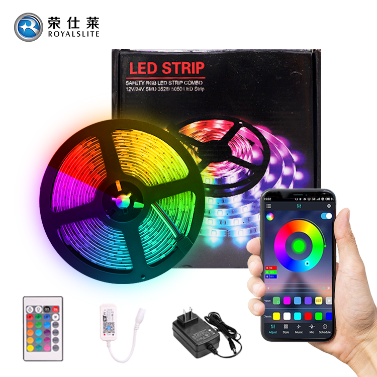 SMD5050 5M 12V Smart IP65 Waterproof RGB LED Strip Light With App/ Wifi Controlled Home Light Led For Decoration