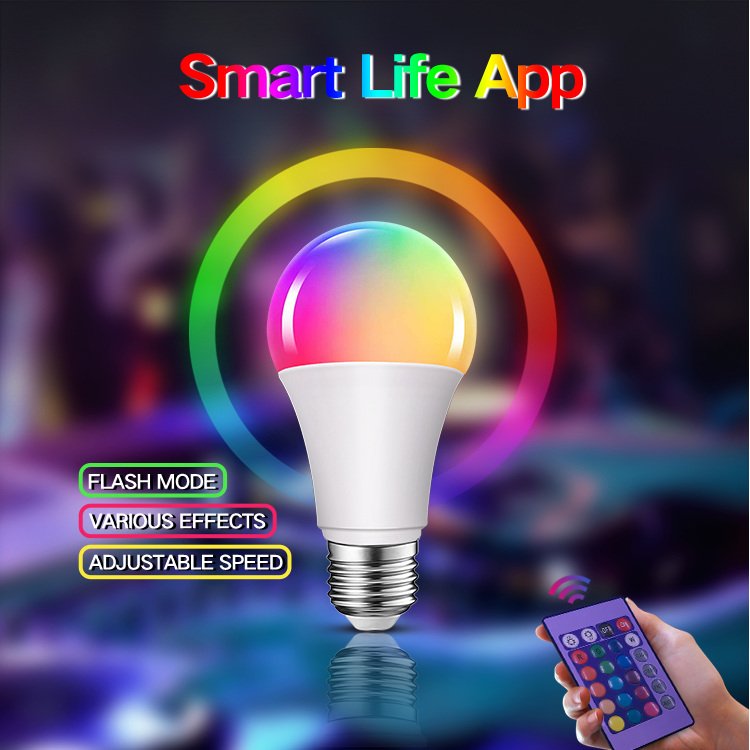 Smart WiFi LED bulb with Alexa and Google Assistant E27/B22 RGB dimmable Tuya works