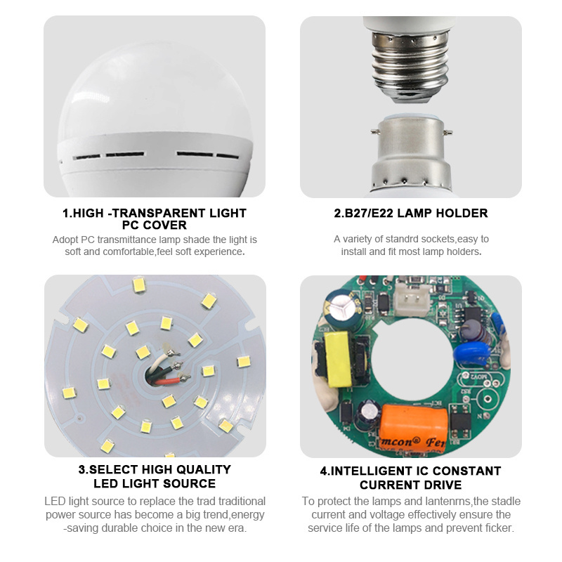 AC/DC Emergency Bulb Light 9w 12w 15w 500DC Lumen Affordable Light Bulb Led Emergency Bulb B22