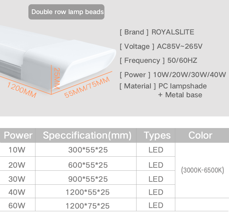 Household Led Tube Dust Proof PC LED Batten Purified Fixture Lamp Tube Light LTL-BATTEN 8 ft Light 4500lumen Led Batten Light