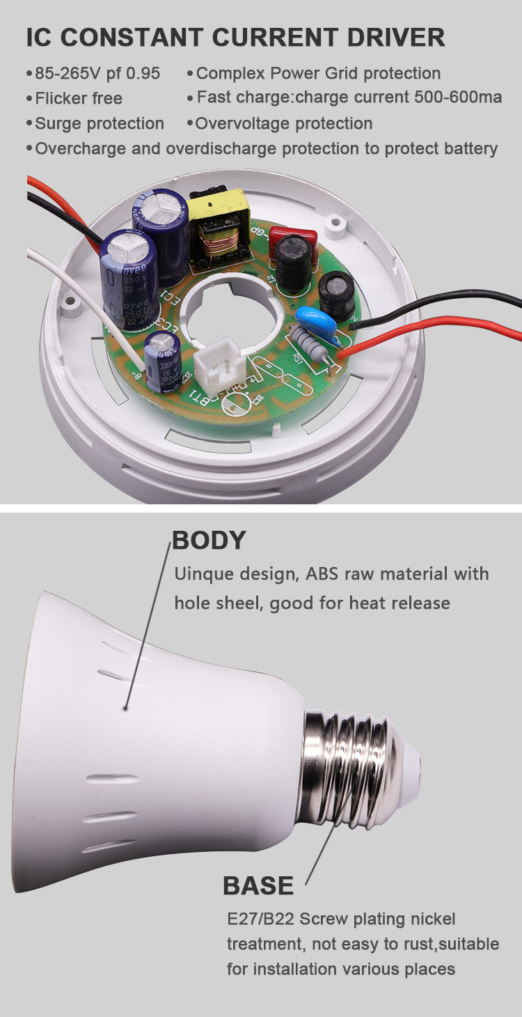 Factory Direct Sales Skd Price Rechargeable LED Light Led E27 Bulb LED Emergency Bulb Lamp Lighting Rechargeable Led Light