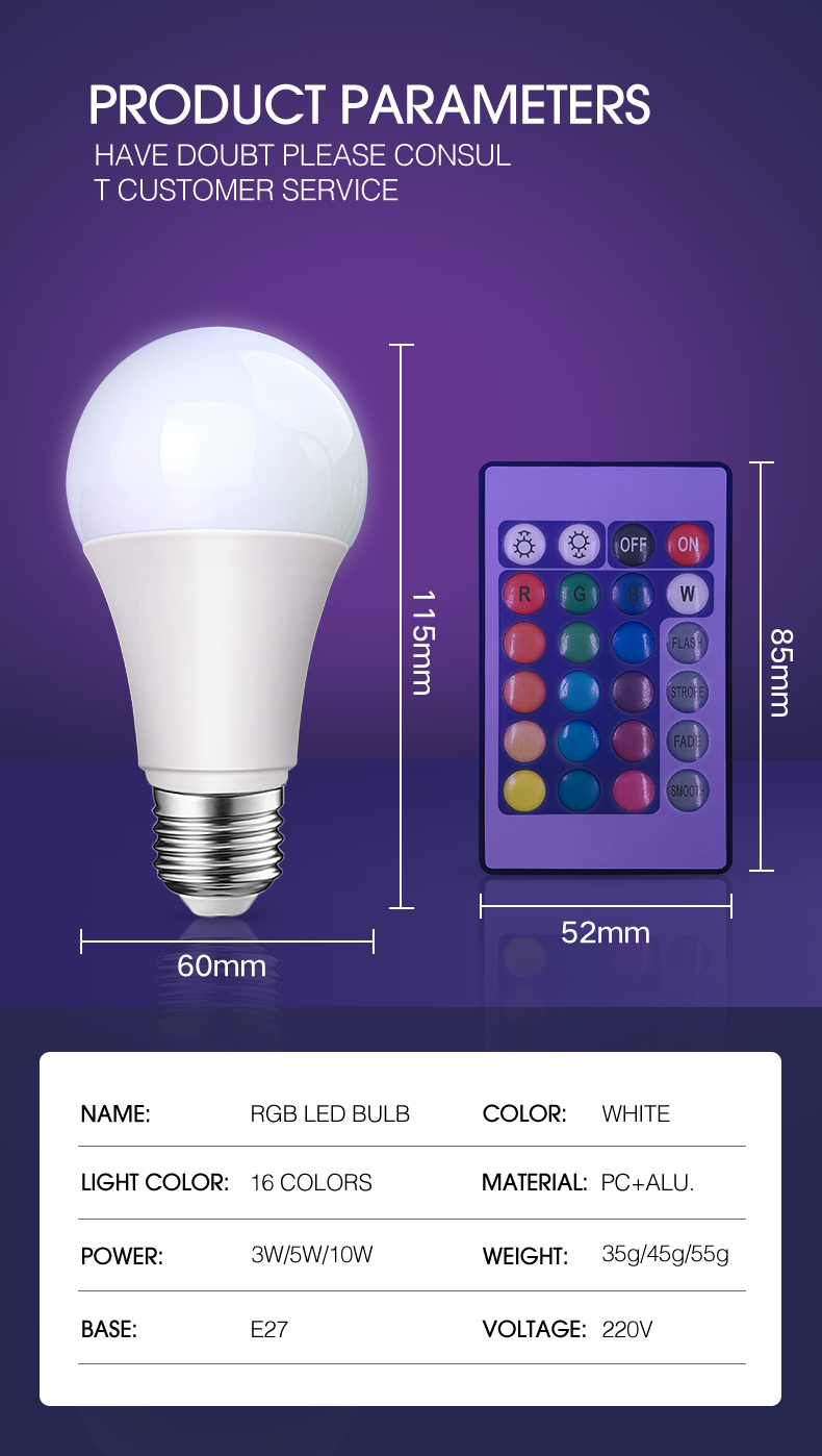 Voice Control 110-240v Smart Bulb Rgb Wifi Smart Bulb Remote Control 9w E27 E26 B22 A60 Led RGB Light Bulb Bluetooth