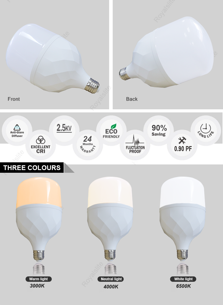 Royalslite Factory Led Lamp Big Power Led Bulb Lights 50w Led Bulb AC85-265V Lightings E27 Led T Bulb