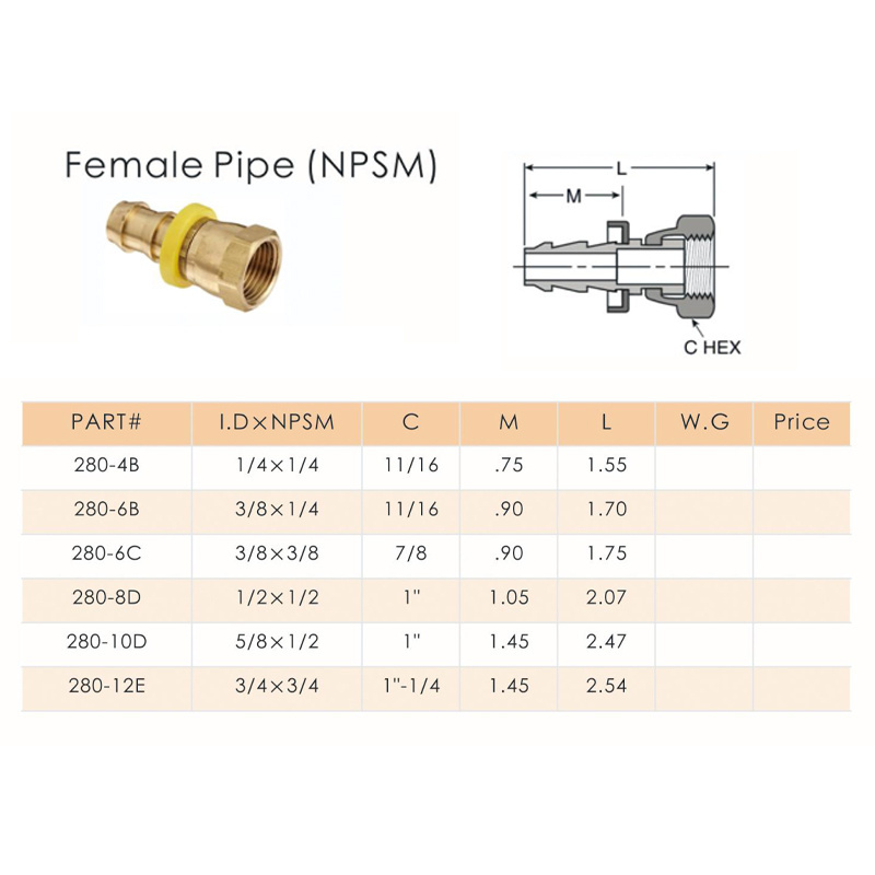 Custom Made Brass Pneumatic Push On Hose Barb Pipe Fittings