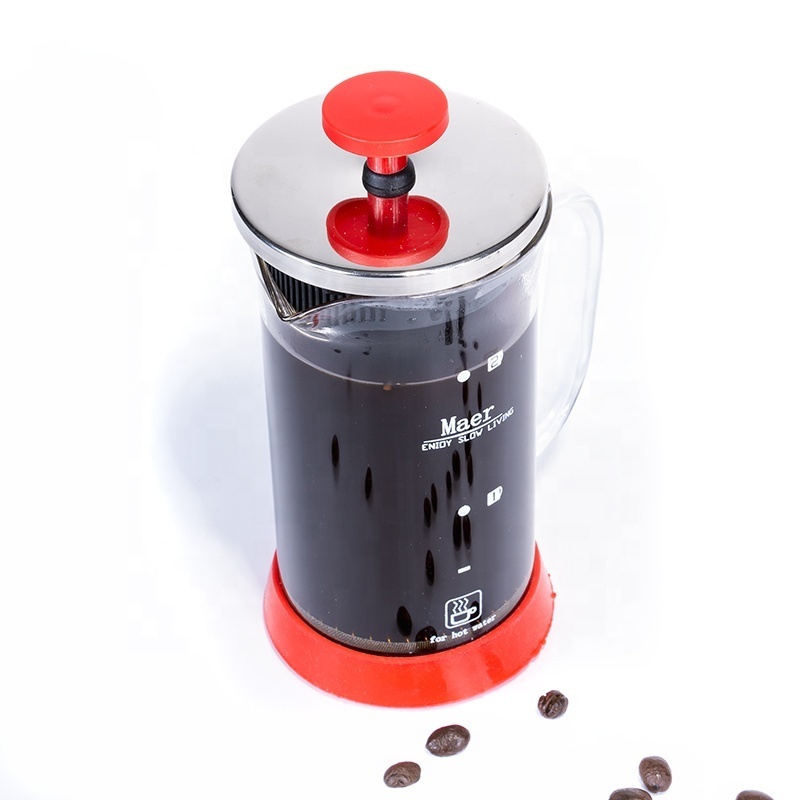 Durable Coffee and tea tools Portable coffee maker Glass Tea Pot glass french coffee tea press With glass handle