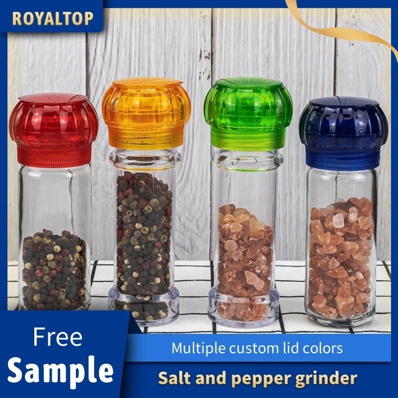 Kitchen Seasoning Plastic Salt and Pepper Grinders Clear Shaker Manual Spice Mill for packaging bottle jar