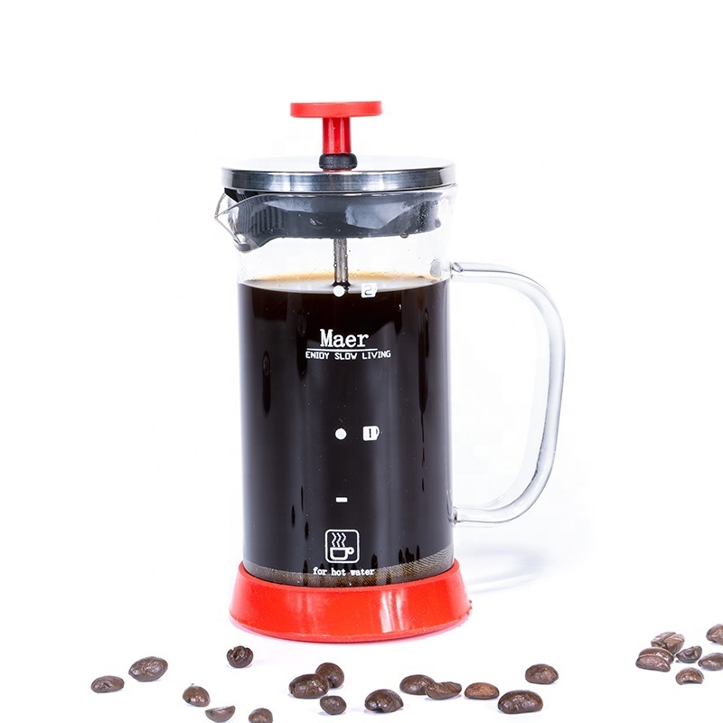 Durable Coffee and tea tools Portable coffee maker Glass Tea Pot glass french coffee tea press With glass handle