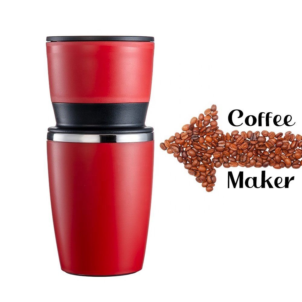 2023 New All-in-One Stainless Steel Insulated Coffee Mug with Portable Coffee Maker Manual Grinder for Travel