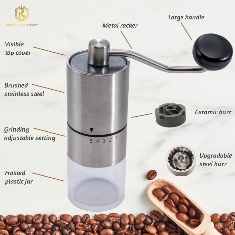 Wholesale portable Espresso Grinder Speed Adjustable Manual Coffee Grinder Gift Set molino de cafe with conical burrs