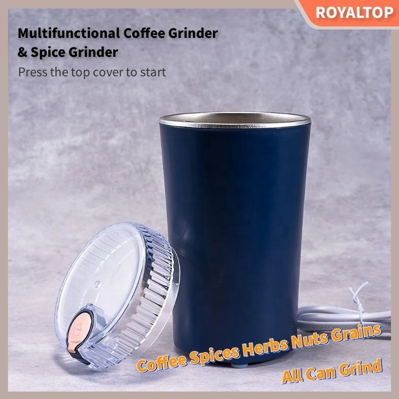 Easy On/Off Electric Coffee Grinder Quiet Spice Grinder One Touch Coffee Mill for Espresso Beans Spices Herbs Nuts Grain