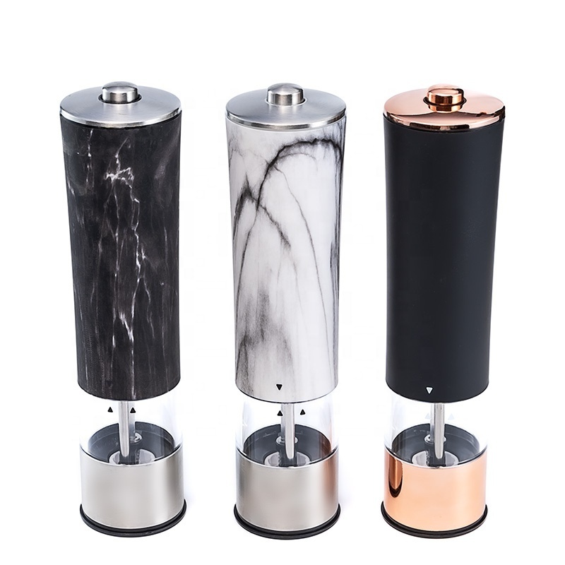 Luxury Rose Gold Electric Salt And Pepper Seasoning Mill Adjustable Coarseness Electric Black Pepper Grinder Set For Kitchen