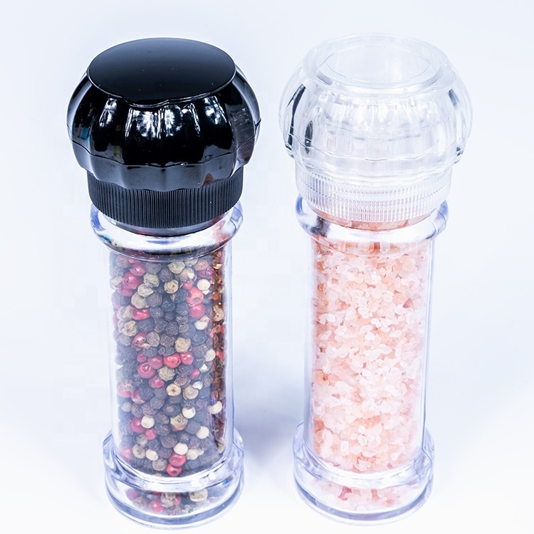 Kitchen Seasoning Plastic Salt and Pepper Grinders Clear Shaker Manual Spice Mill for packaging bottle jar