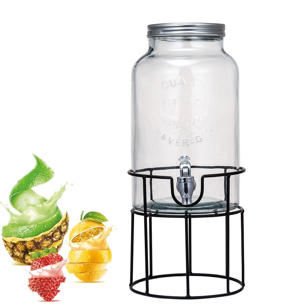 Fruit Juice Bottle Jar Lemonade Soda Water Dispensadores De Bebidas Cold Drink Dispenser Round Glass 5.5L Minimalist Party 4-10L