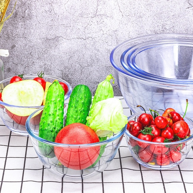 Best Modern Kitchen table utensils reusable glass mixing bowl fruit salad glass bowl set