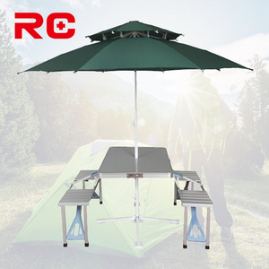 Outdoor Picnic Camping Portable Suitcase Foldable Dining Table With Umbrella