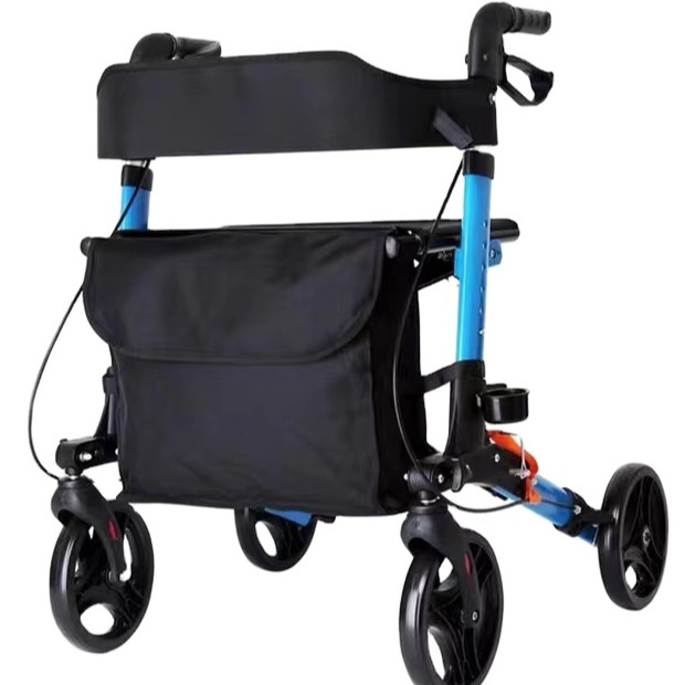 Foldable light weight 4 wheels walkers with seat for elderly people and disabled people