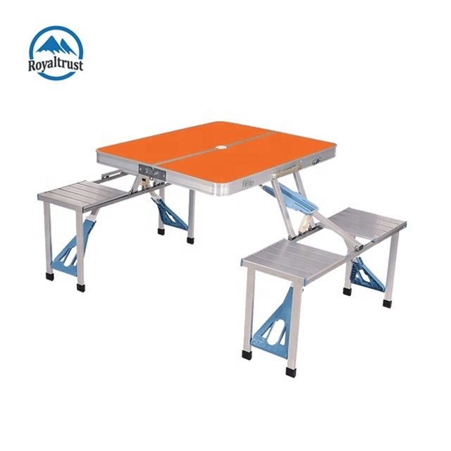 Camping Reclining Folding Table Portable Suitcase Aluminum With Chairs And Umbrella Hole Cast Aluminum Tables And Chairs