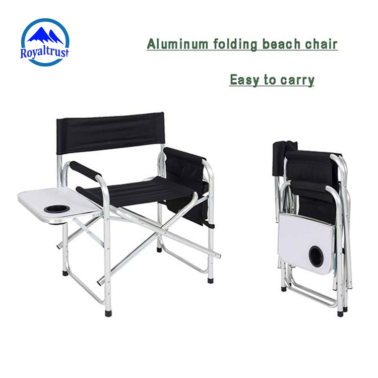 Cheap Wholesale Custom Steel Compact Chair Camping Foldable  Outdoor With Side Table Directors Lawn Chair