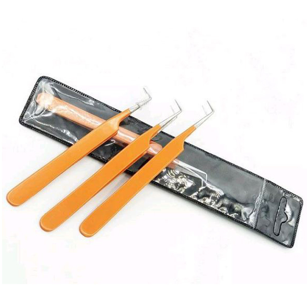 Custom Packaging New Bulk Lash 90 Degree Volume Tweezers Unique Designed Eyelash Extension Tweezers Set