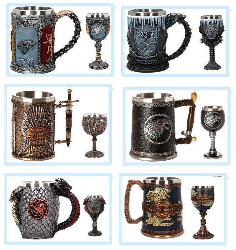 Hot Selling Game Thrones Stainless Steel Whiskey Mug Beer Wine Glass for Gifts