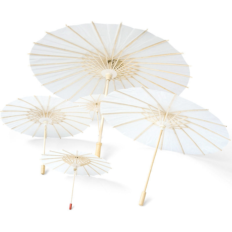 Paper Wedding Umbrella White Parasols Handmade Plain Chinese Mini Craft Umbrella for Hanging Ornaments