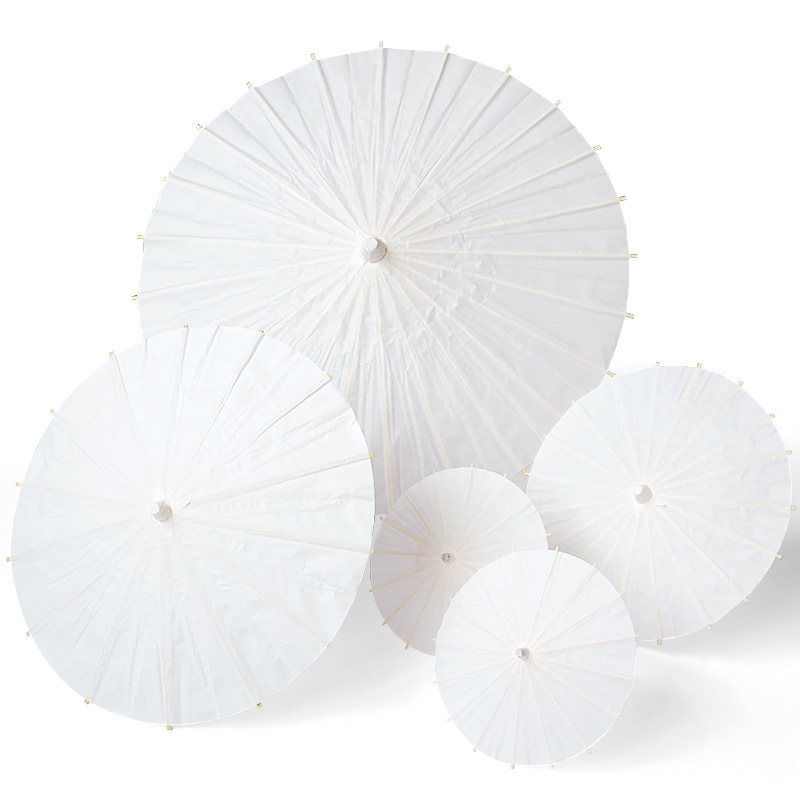 Paper Wedding Umbrella White Parasols Handmade Plain Chinese Mini Craft Umbrella for Hanging Ornaments