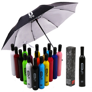 Umbrella In A Bottle Foldable Compact Gift Windproof Anti-UV Rain Sun Shape Wine Bottle Umbrella with Print Logo