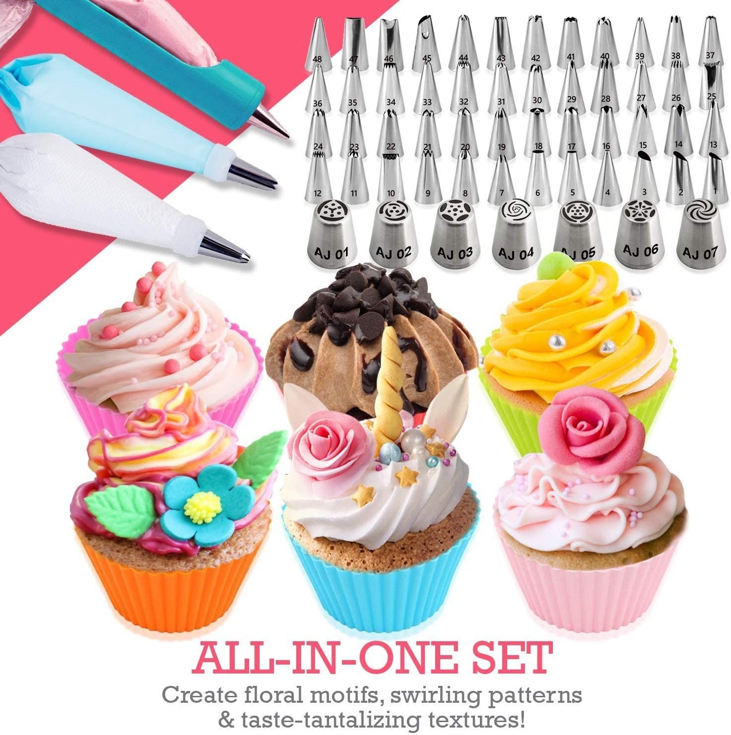 137/110/84pcs Cake Decorating Tools Kit Pastry Baking Utensils With Rotating Turntable Stand, Icing Piping Tips Nozzle Spatula