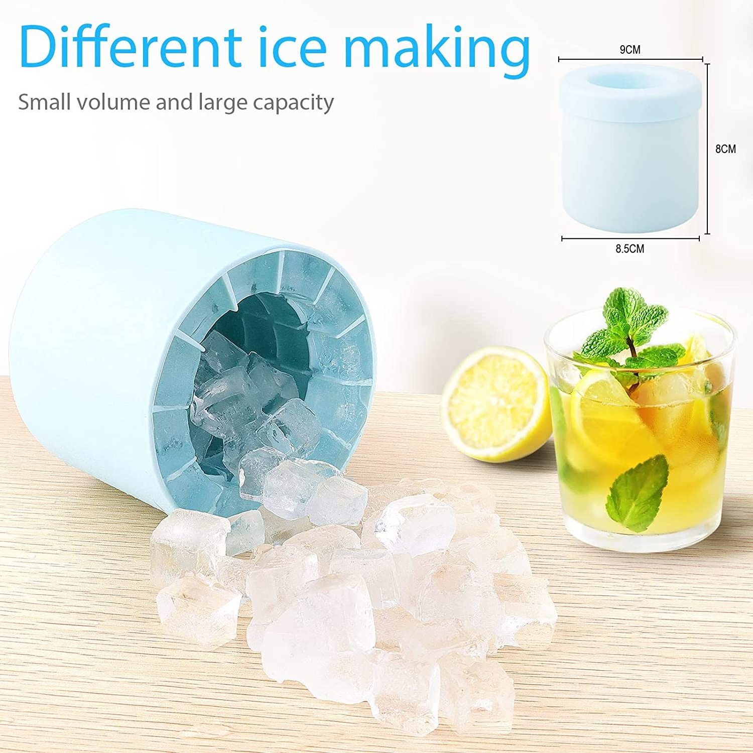 Silicone Ice Cube Mold Maker Whiske Cocktail Mini Freezer Bucket Cylinder Trays Lattice Ice Cube Cups Holds 60 Ice Cubes