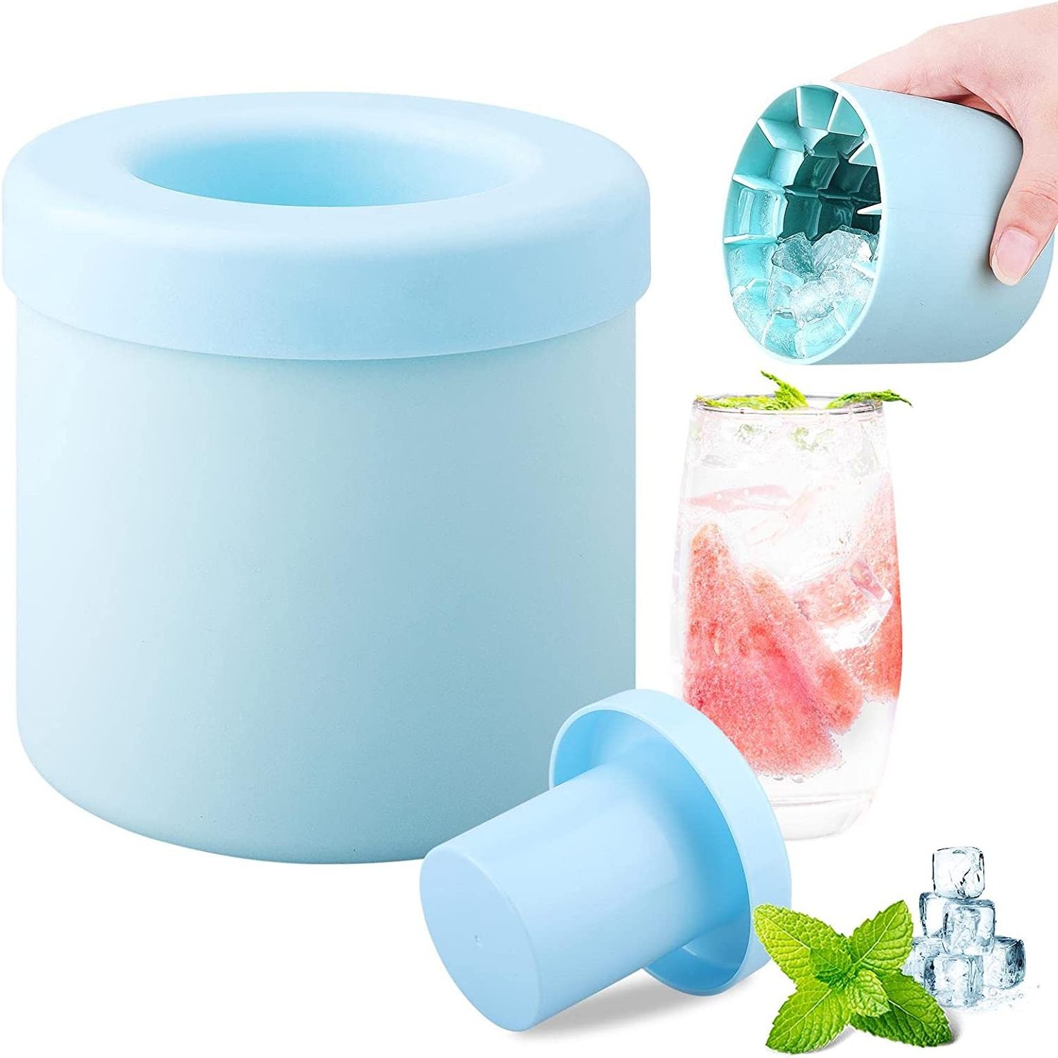 Silicone Ice Cube Mold Maker Whiske Cocktail Mini Freezer Bucket Cylinder Trays Lattice Ice Cube Cups Holds 60 Ice Cubes