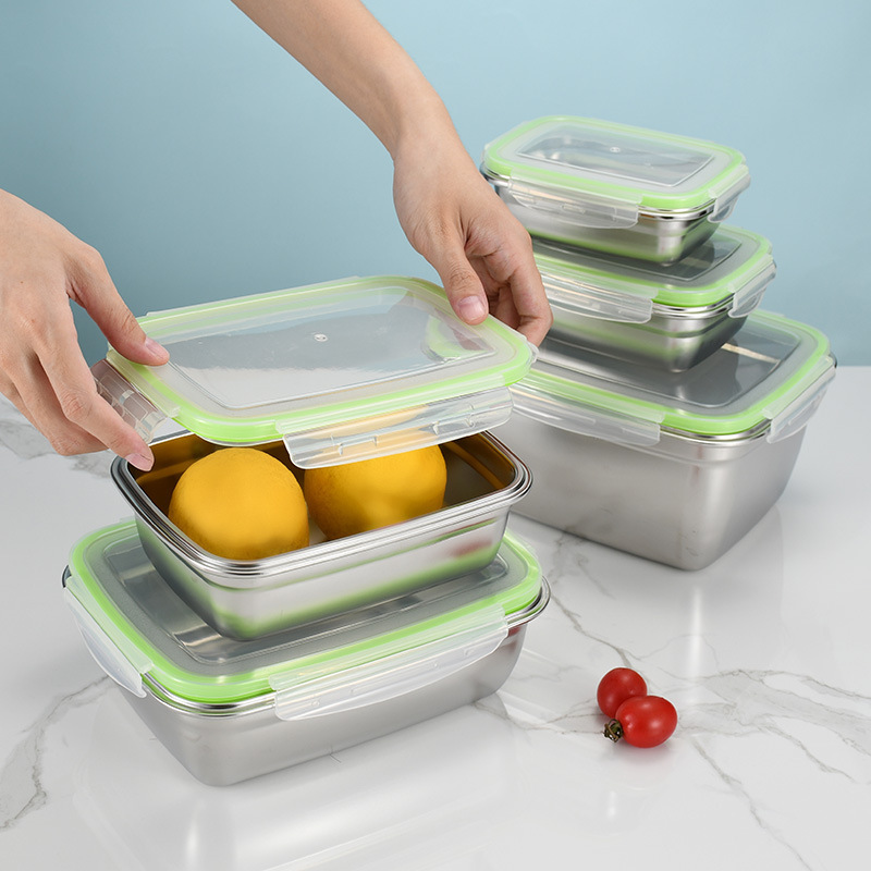 Leak Proof Stainless Steel 304 Food Container Bento Lunch Box with Buckle Lock