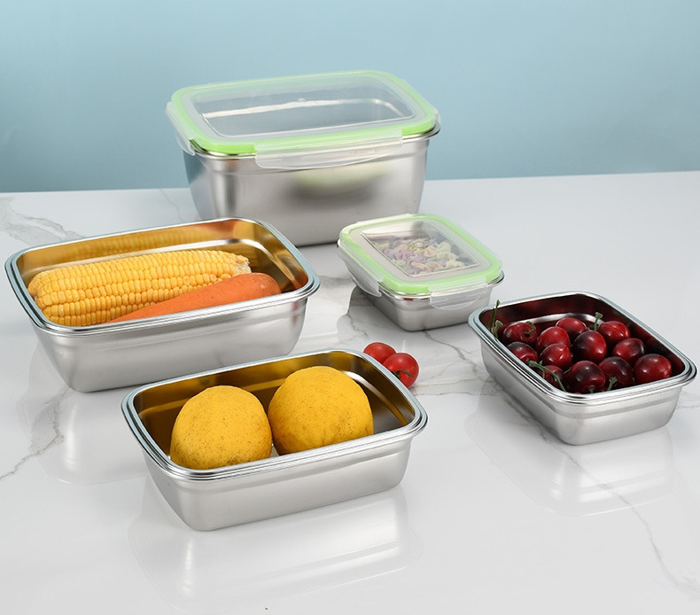 Leak Proof Stainless Steel 304 Food Container Bento Lunch Box with Buckle Lock