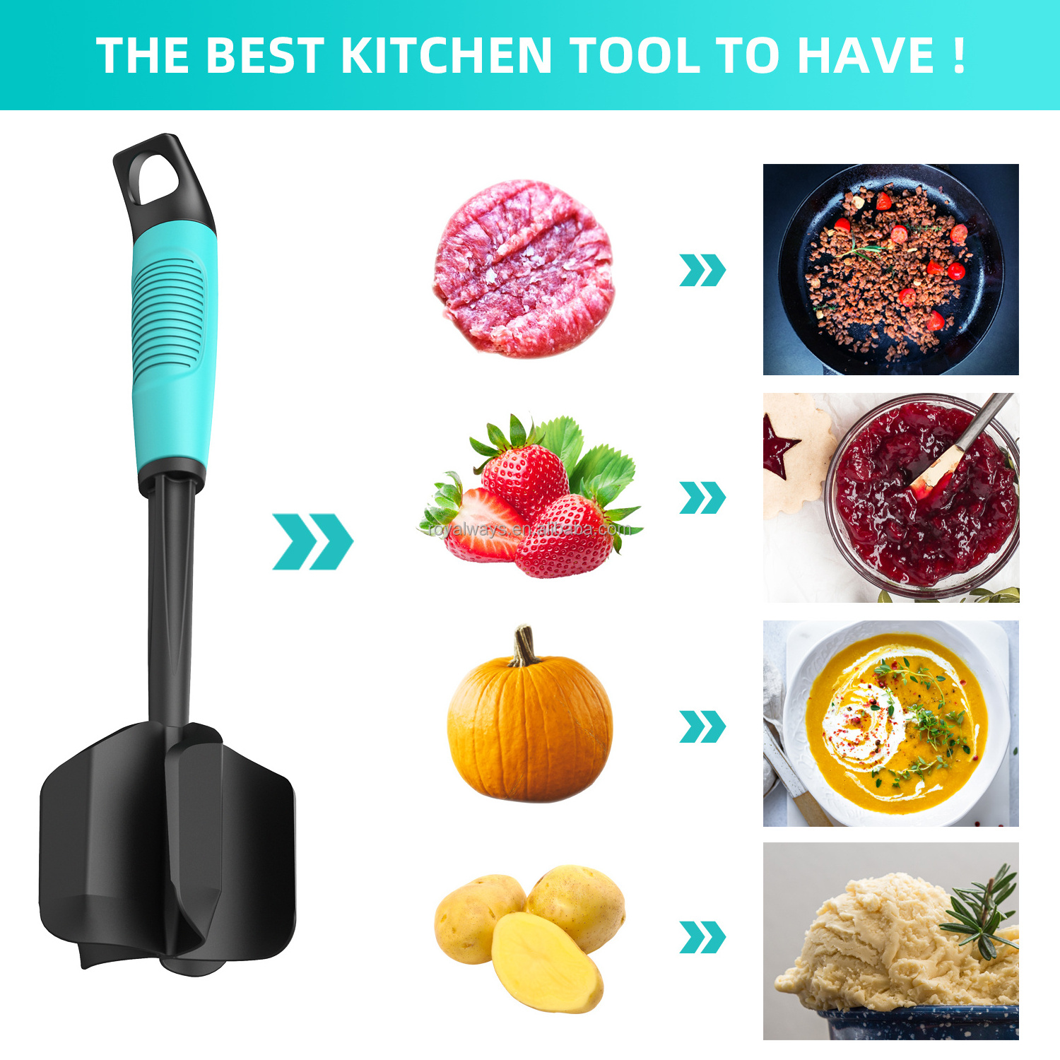 Kitchen Meat Chopper Multifunctional Heat Resistant Meat Chopper Tool Non Stick Mix Chopper Meat Potato Masher