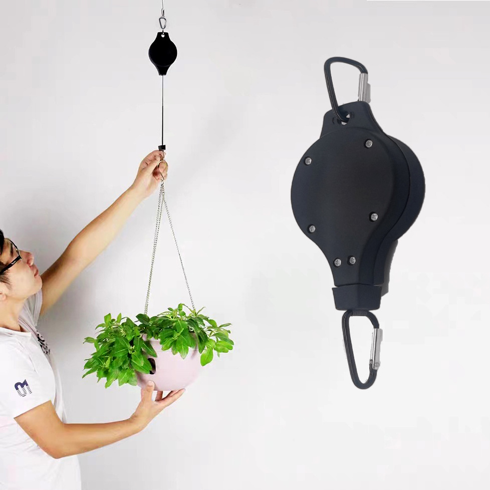 Retractable Hanging Basket Pulley Flower Plant Pots Pull Down Hanger flowerpot hook Garden Tool