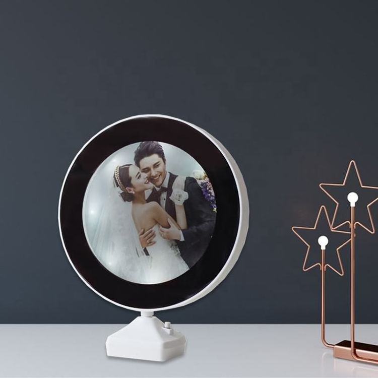 MU K&B home decor multi function battery power round makeup led magic mirror photo frame