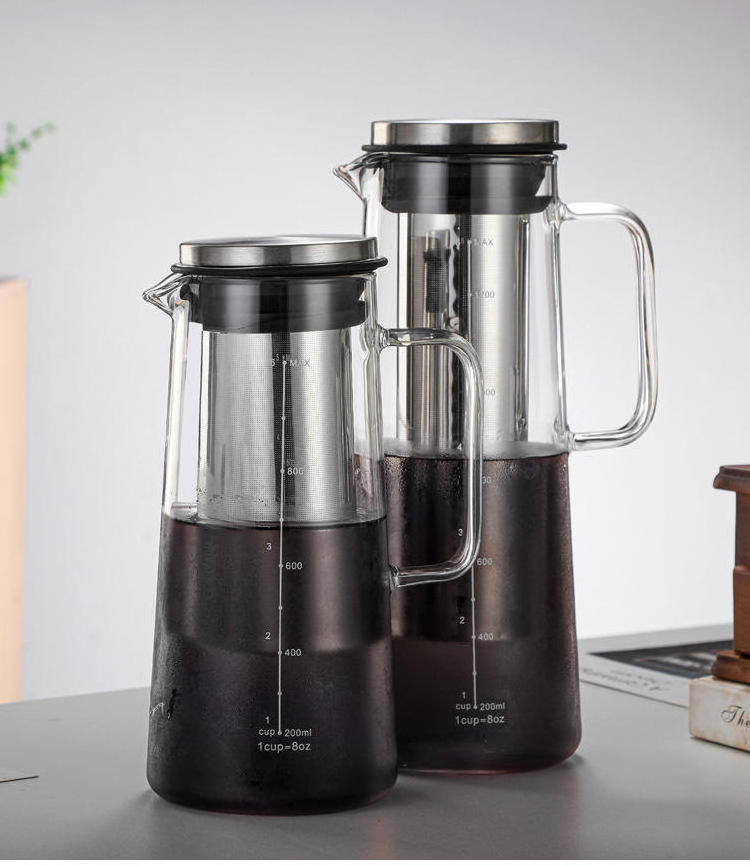 1400ml Cold Brew Iced Coffee Maker and Tea Infuser with Spout Brewing Glass Carafe with Removable Stainless Steel Filter