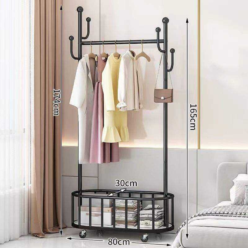 New style storage rack Coat Rack Floor Gold Metal Room Tree Stand Home Storage Organization Clothes Coat Rack With Wheel