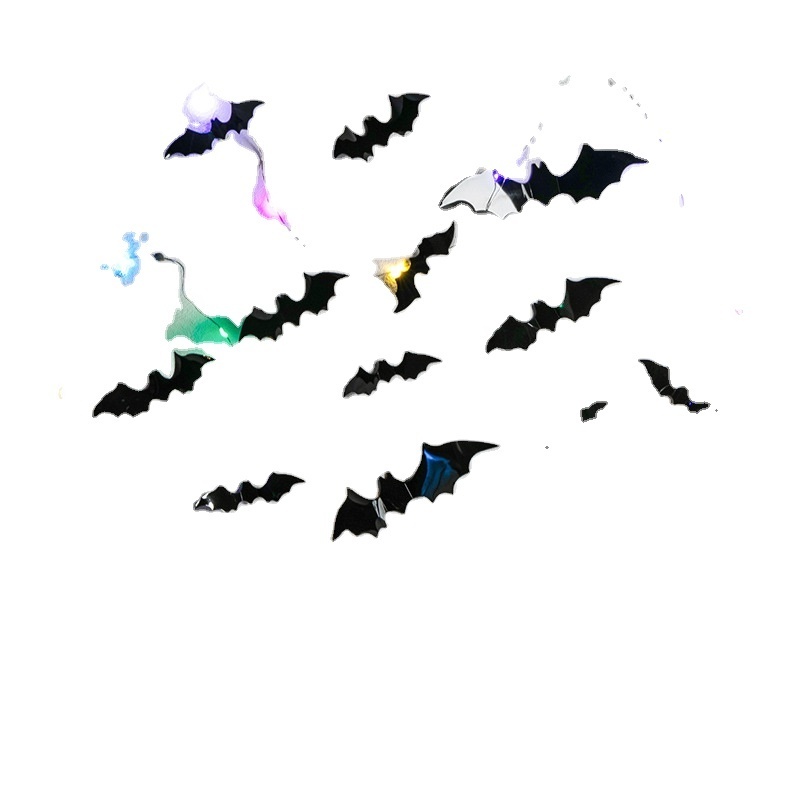 Hot Sales 60PCS/Set Halloween Party Indoor Home Wall Decors New Design Halloween Glow Bats Wall Sticker 3D Led Bats Sticker