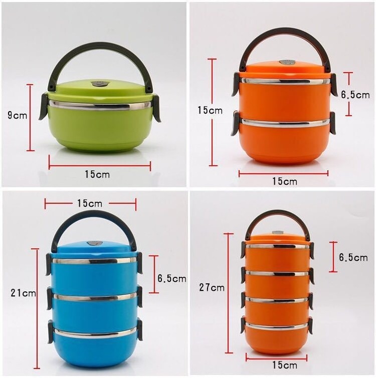 Bento Box Adult Lunch Box 1/2/3 Tier Stainless Steel Stackable Thermal Food Container